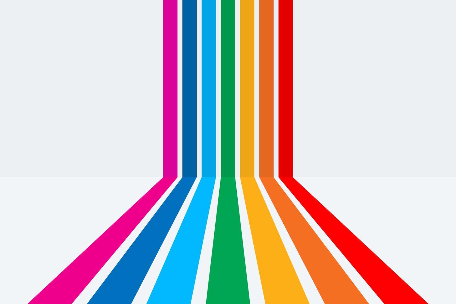 perspective stripes in rainbow color vector