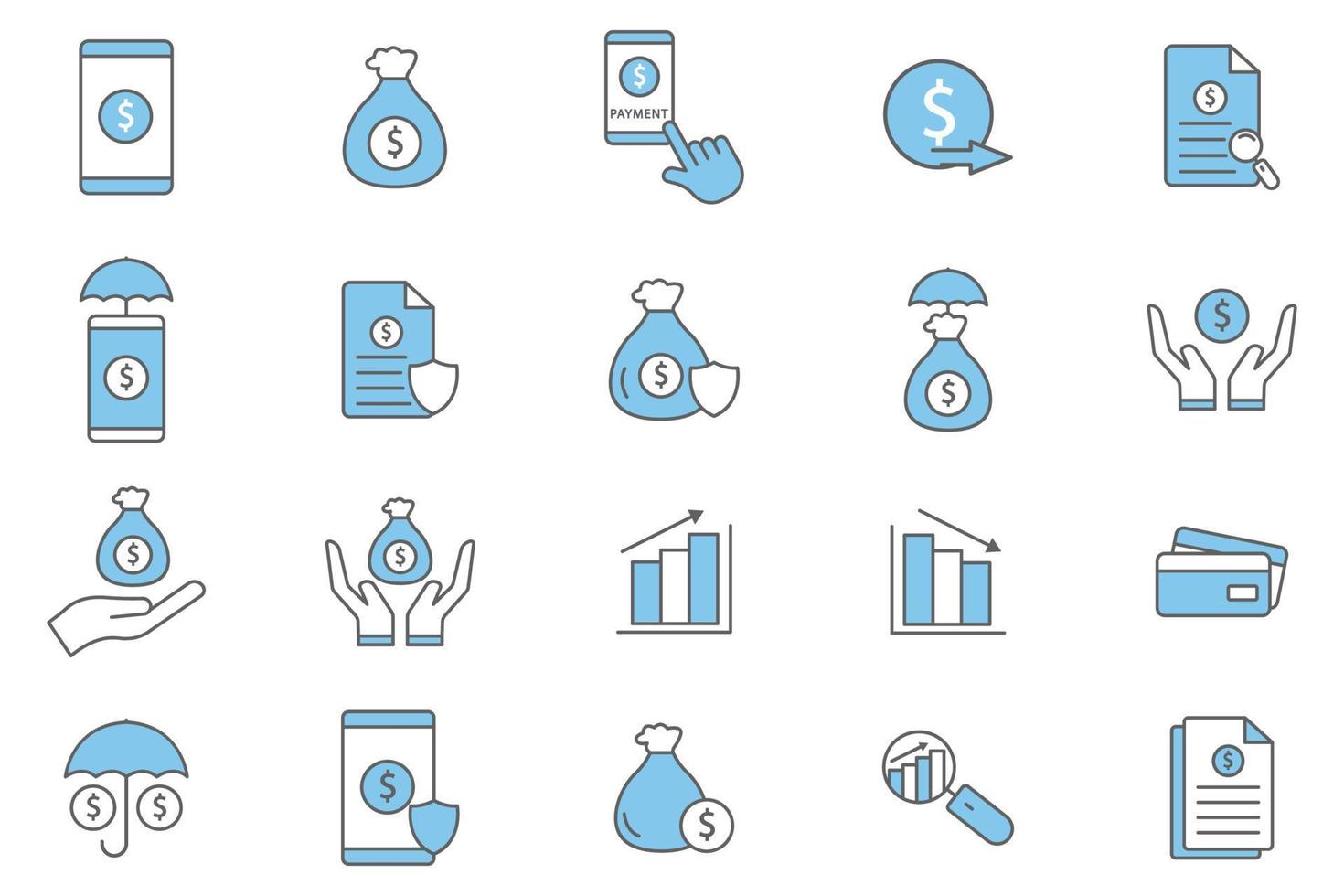 conjunto de iconos de ilustración de finanzas. estilo de icono de dos tonos. icono relacionado con los negocios. diseño vectorial simple editable vector