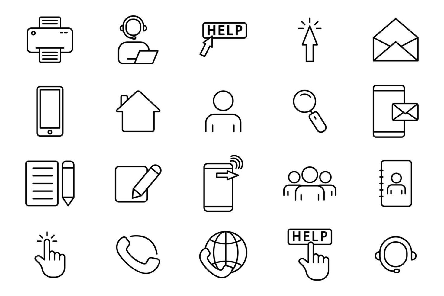 Contact us illustration icon set. Line icon style. Simple vector design editable