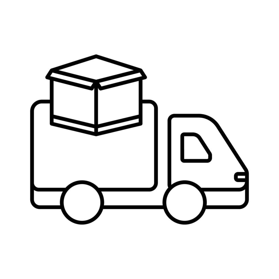 ilustración de icono de camión de reparto con caja de carga. adecuado para el icono de entrega. icono relacionado con logística, entrega. estilo de icono de línea. diseño vectorial simple editable vector