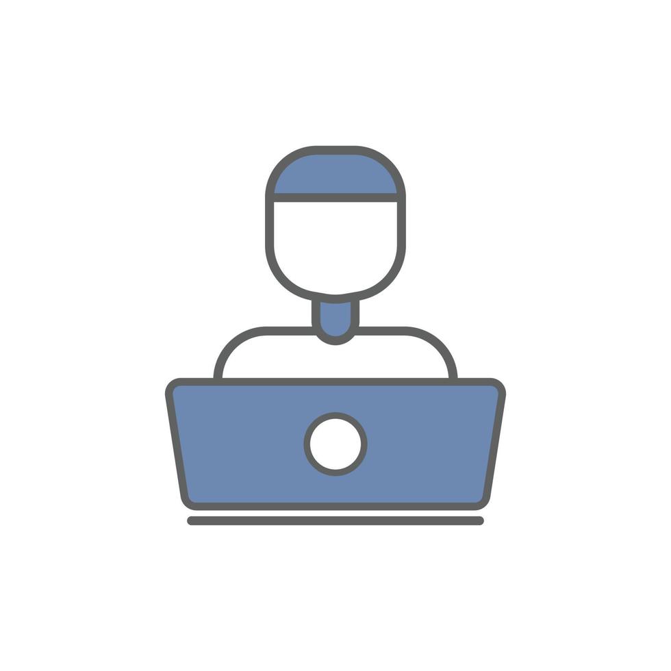 People icon illustration in front of laptop. Programmer icon. icon ...
