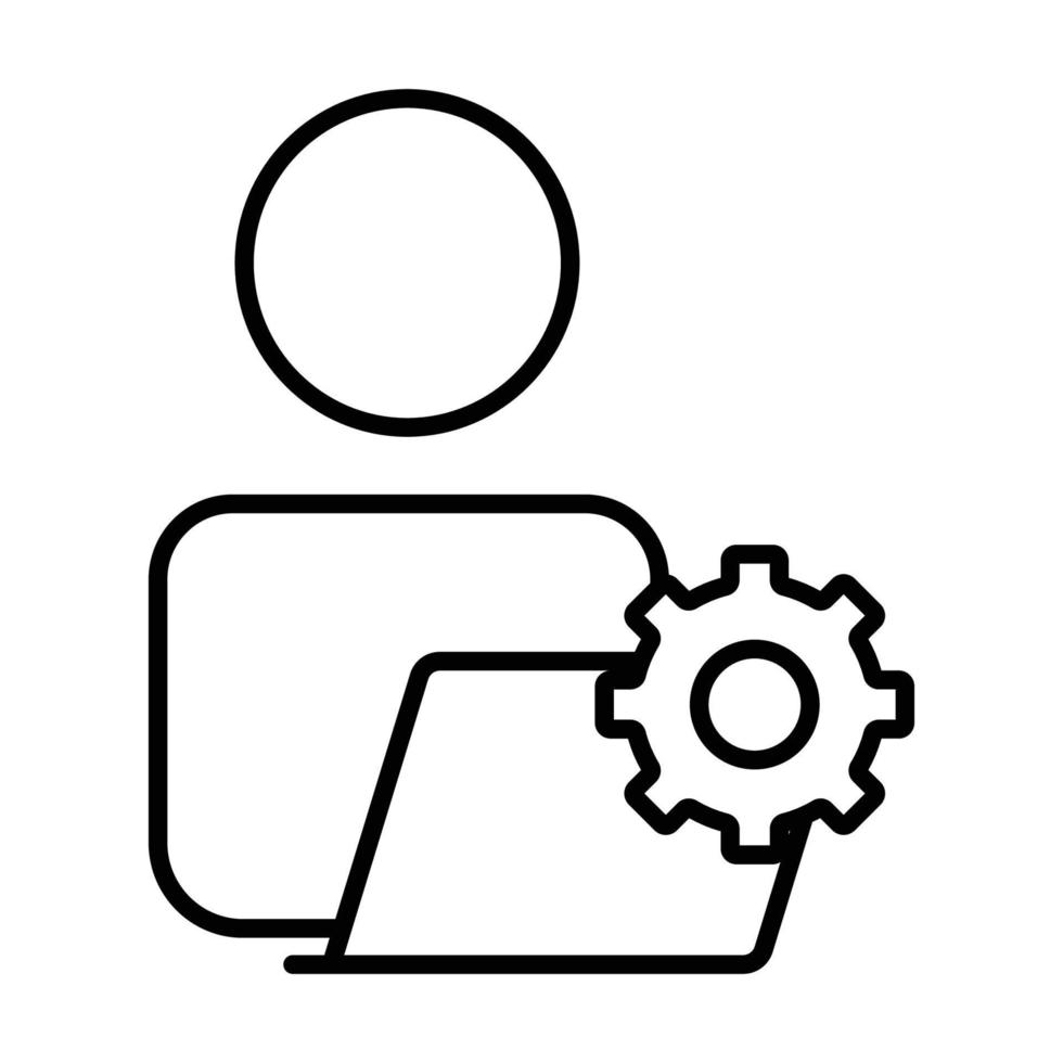 People icon Illustration with laptop and gear. Programming maintenance, coding. icon related to developer. Line icon style. suitable for apps, websites, mobile apps. Simple vector design editable