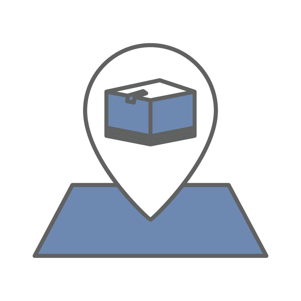Map icon illustration with cargo box. suitable for tracking icon, logistic location. icon related to logistic, delivery. Two tone icon style. Simple vector design editable