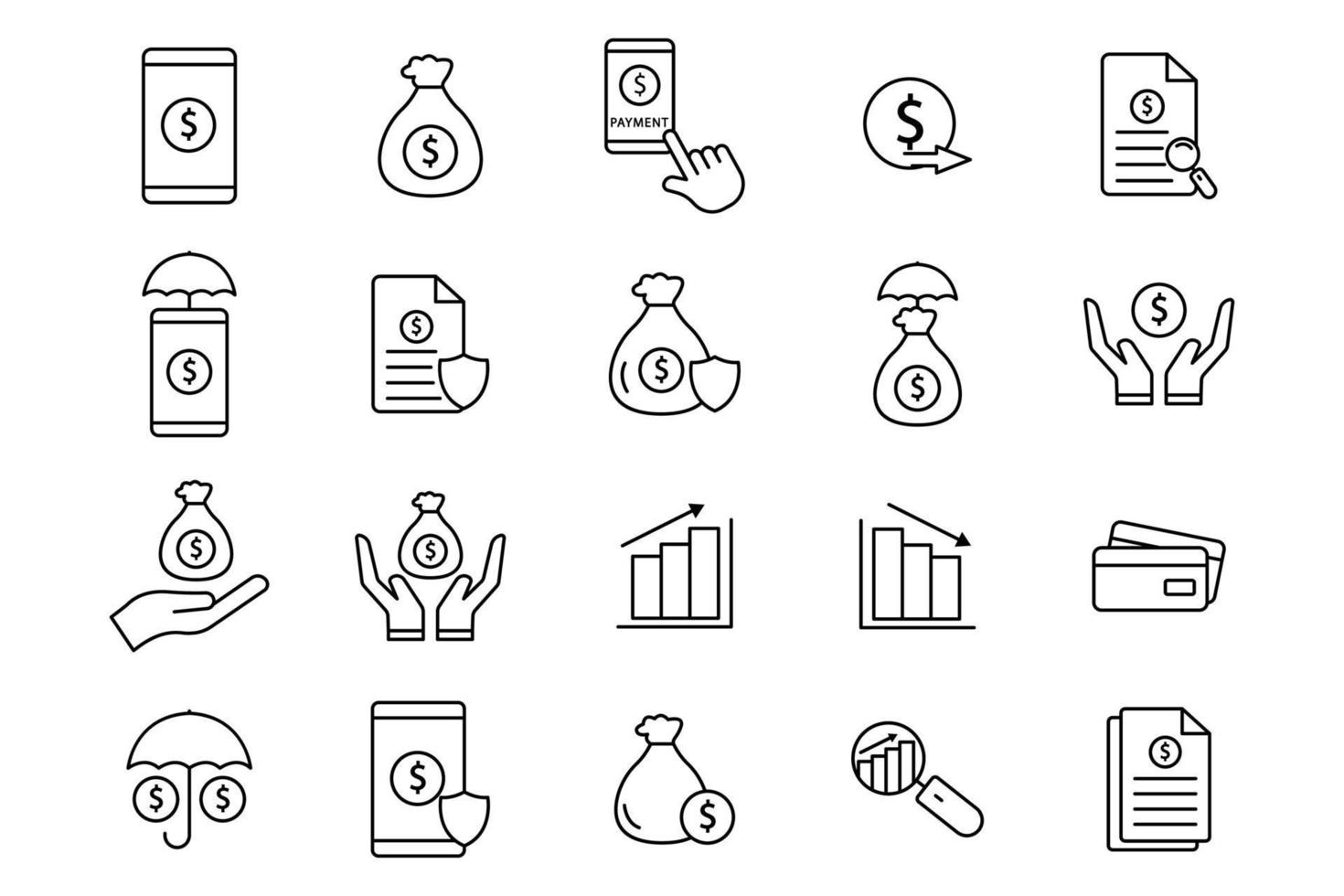 Finance illustration icon set. Line icon style. icon related to business. Simple vector design editable