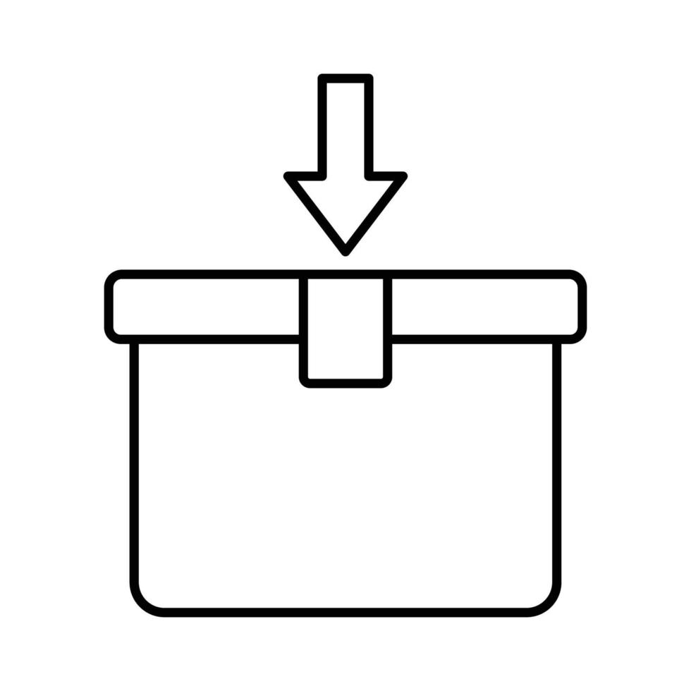 Cargo box icon illustration with down arrow. suitable for open here icon. icon related to logistic, delivery. Line icon style. Simple vector design editable