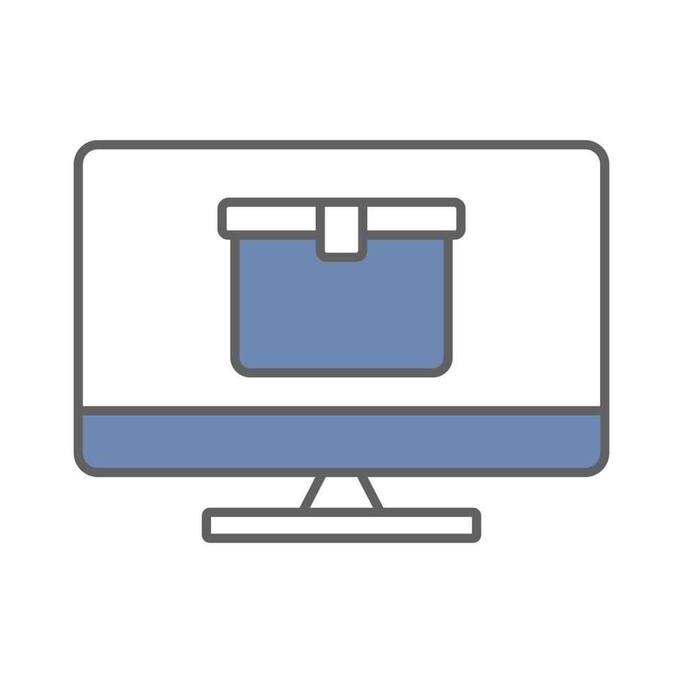 Monitor screen icon illustration with cargo box. suitable for tracking icon. icon related to logistic, delivery. Two tone icon style. Simple vector design editable