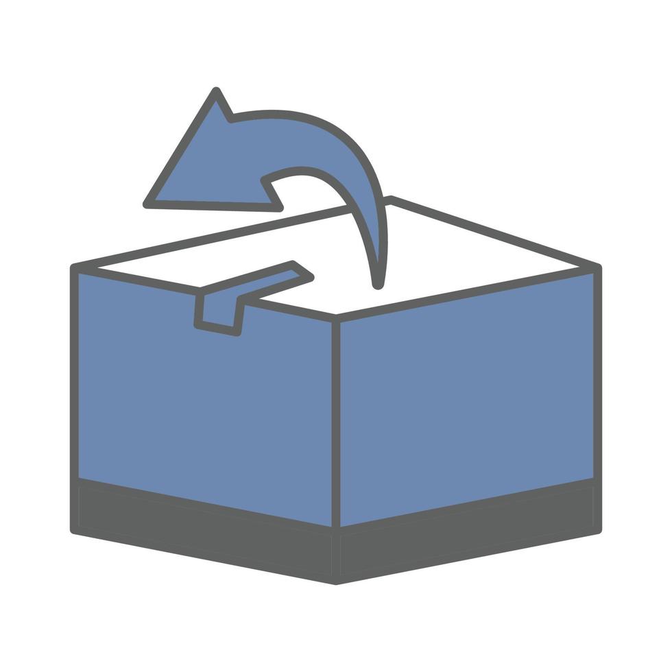 Cargo box icon illustration with left arrow. suitable for return icon. icon related to logistic, delivery. Two tone icon style. Simple vector design editable