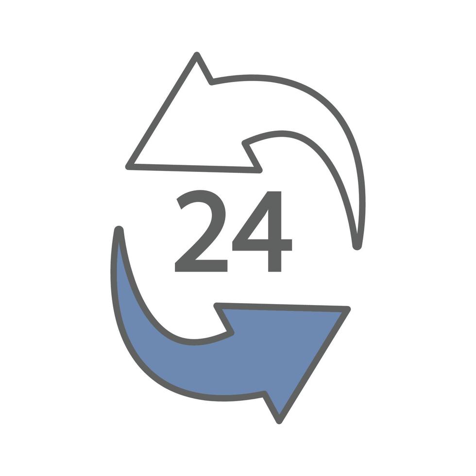 Arrow with 24 hour. suitable for fast shipping icon. icon related to logistic, delivery. Two tone icon style. Simple vector design editable