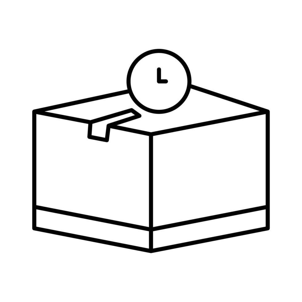Cargo box icon illustration with time. suitable for on delivery. icon related to logistic, delivery. Line icon style. Simple vector design editable