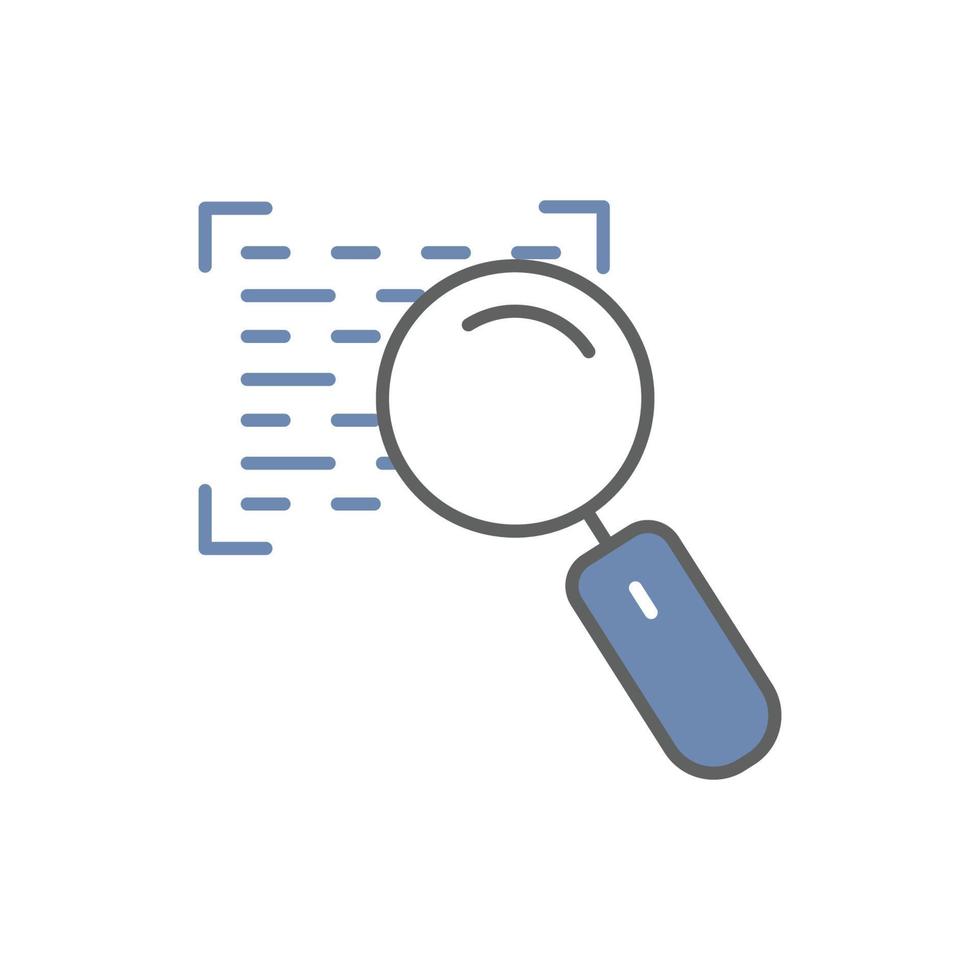 Search icon Illustration with programming editor. searching coding. icon related to developer. Two tone icon style. suitable for apps, websites, mobile apps. Simple vector design editable