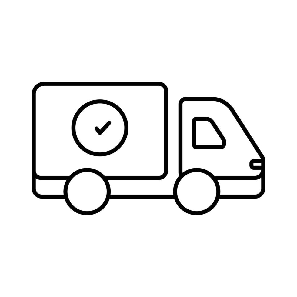 Truck delivery icon illustration with check mark. suitable for delivery icon. icon related to logistic, delivery. Line icon style. Simple vector design editable