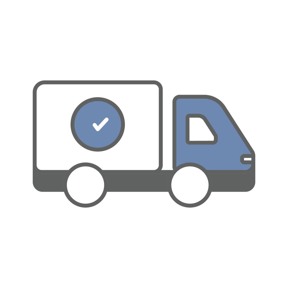 Truck delivery icon illustration with check mark. suitable for delivery icon. icon related to logistic, delivery. Two tone icon style. Simple vector design editable