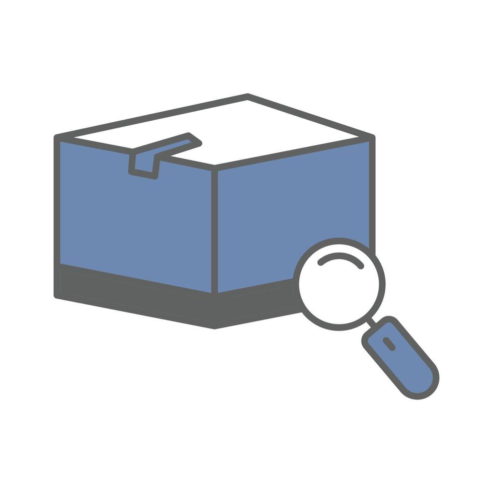 Cargo box icon illustration with search. suitable for tracking icon. icon related to logistic, delivery. Two tone icon style. Simple vector design editable