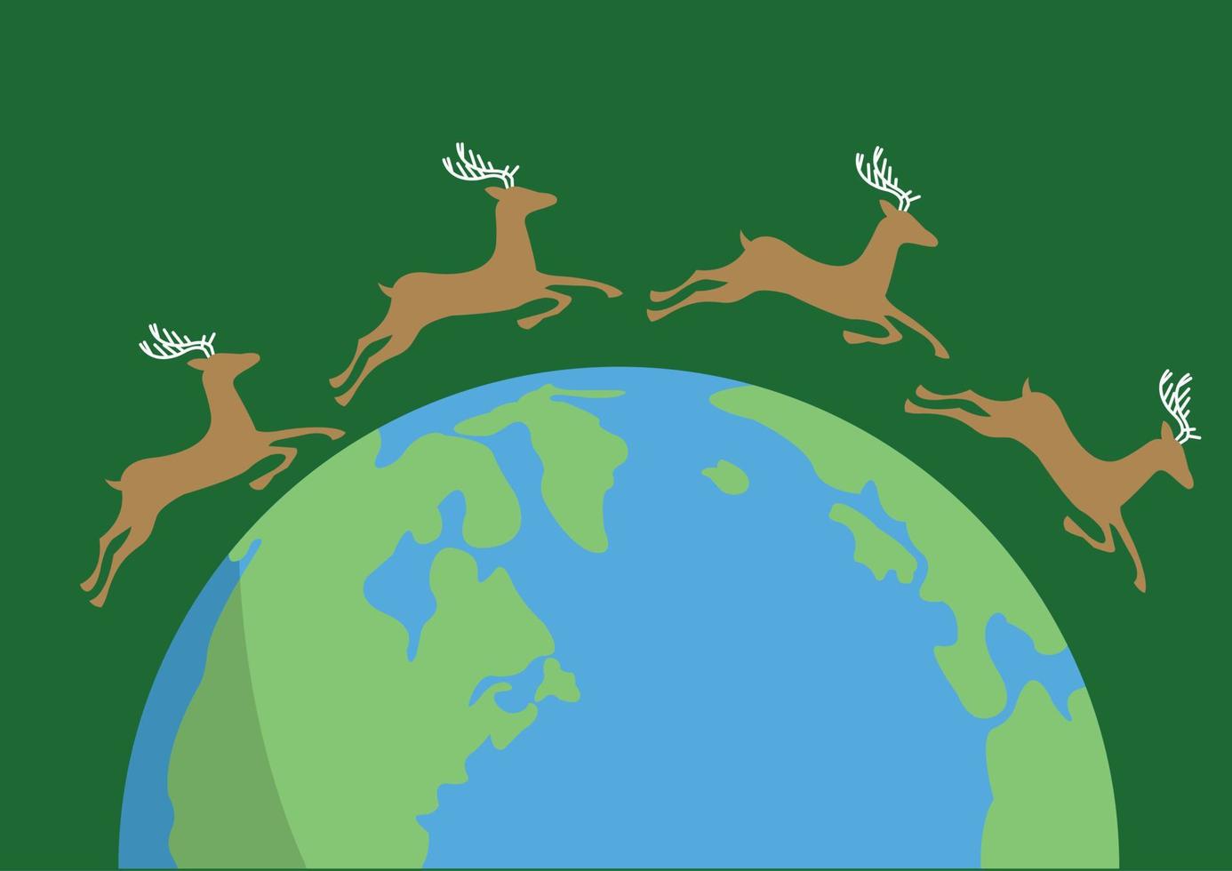 Animals jumping on the earth on green background illustration vector