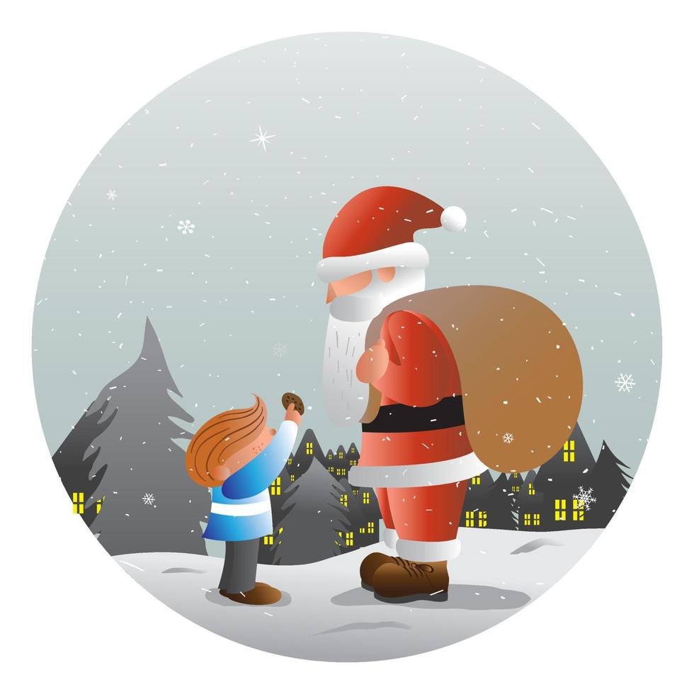 Christmas Greeting Card Design With Cartoon Characters vector
