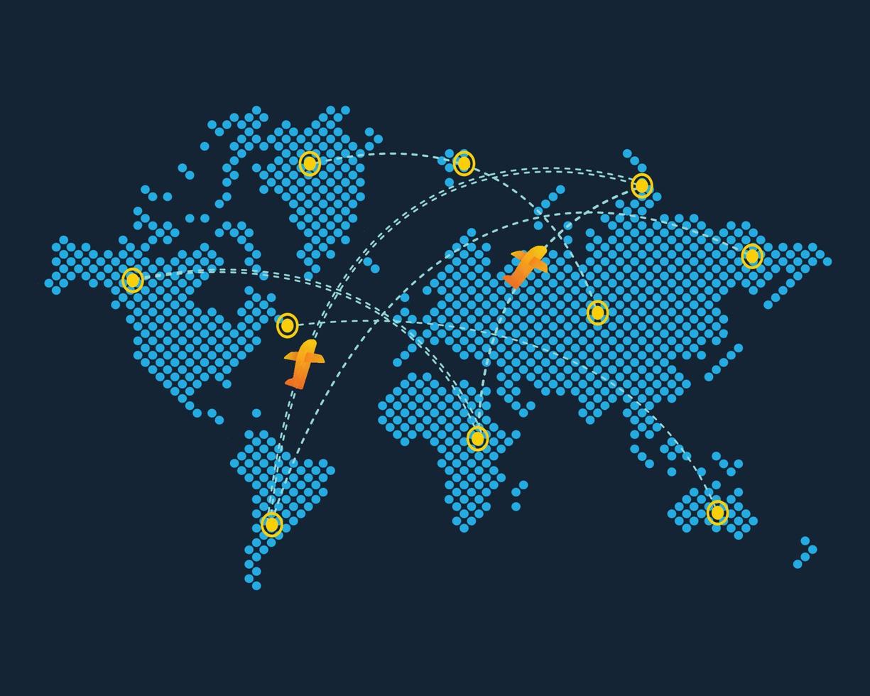 fondo azul futurista con el planeta tierra. vector. Los satélites de Internet transmiten señales. mapa del planeta. red social mundial. futuro. Internet y tecnología. plexo azul flotante geométrico. vector