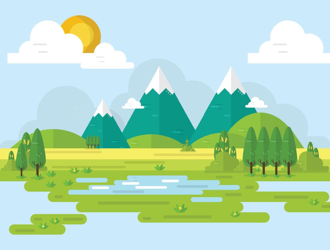 salvar el mundo y el concepto de medio ambiente. montaña ecológica y paisaje urbano para energía verde estilo de arte plano. ilustración vectorial. vector