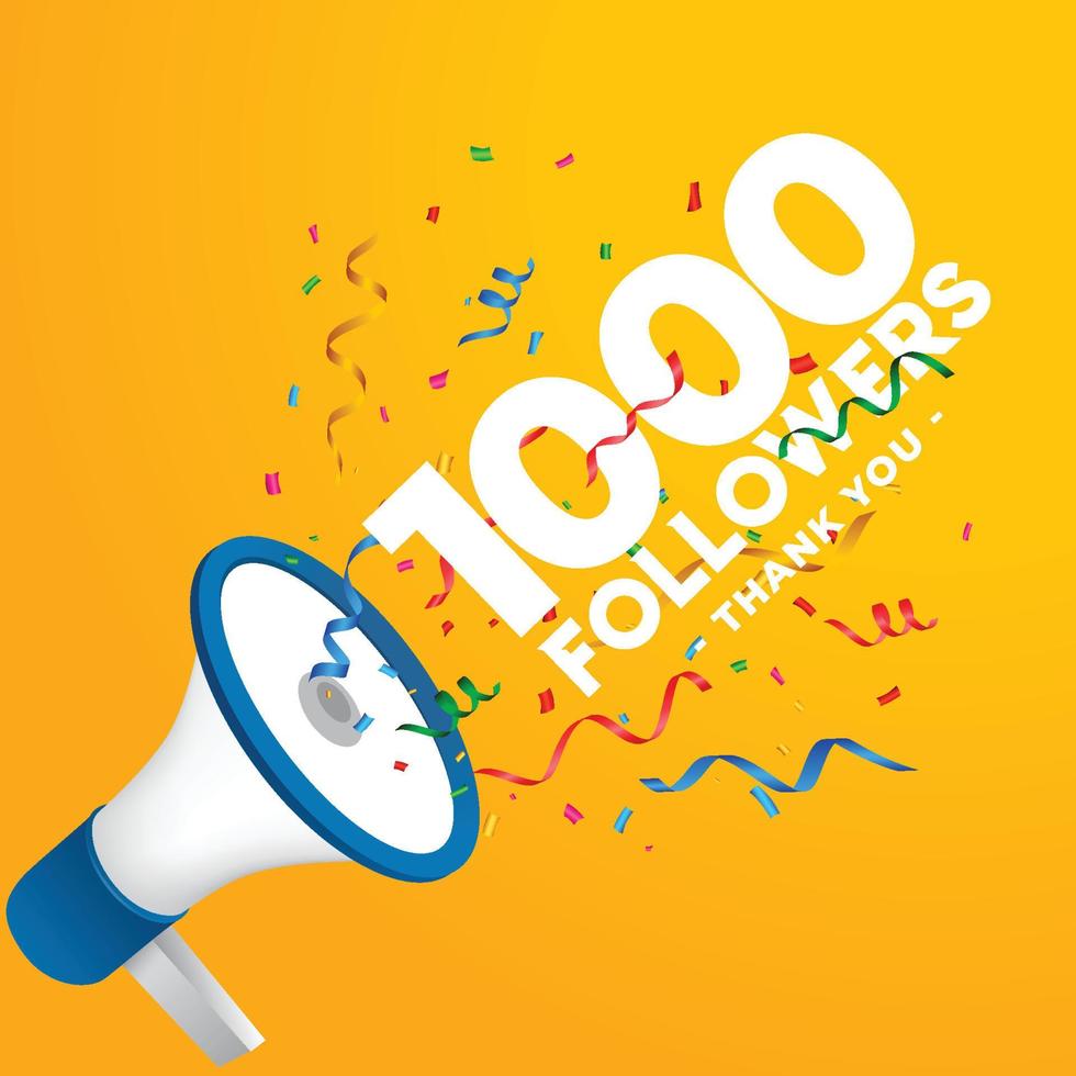 1000 seguidores gracias fondo con confeti vector