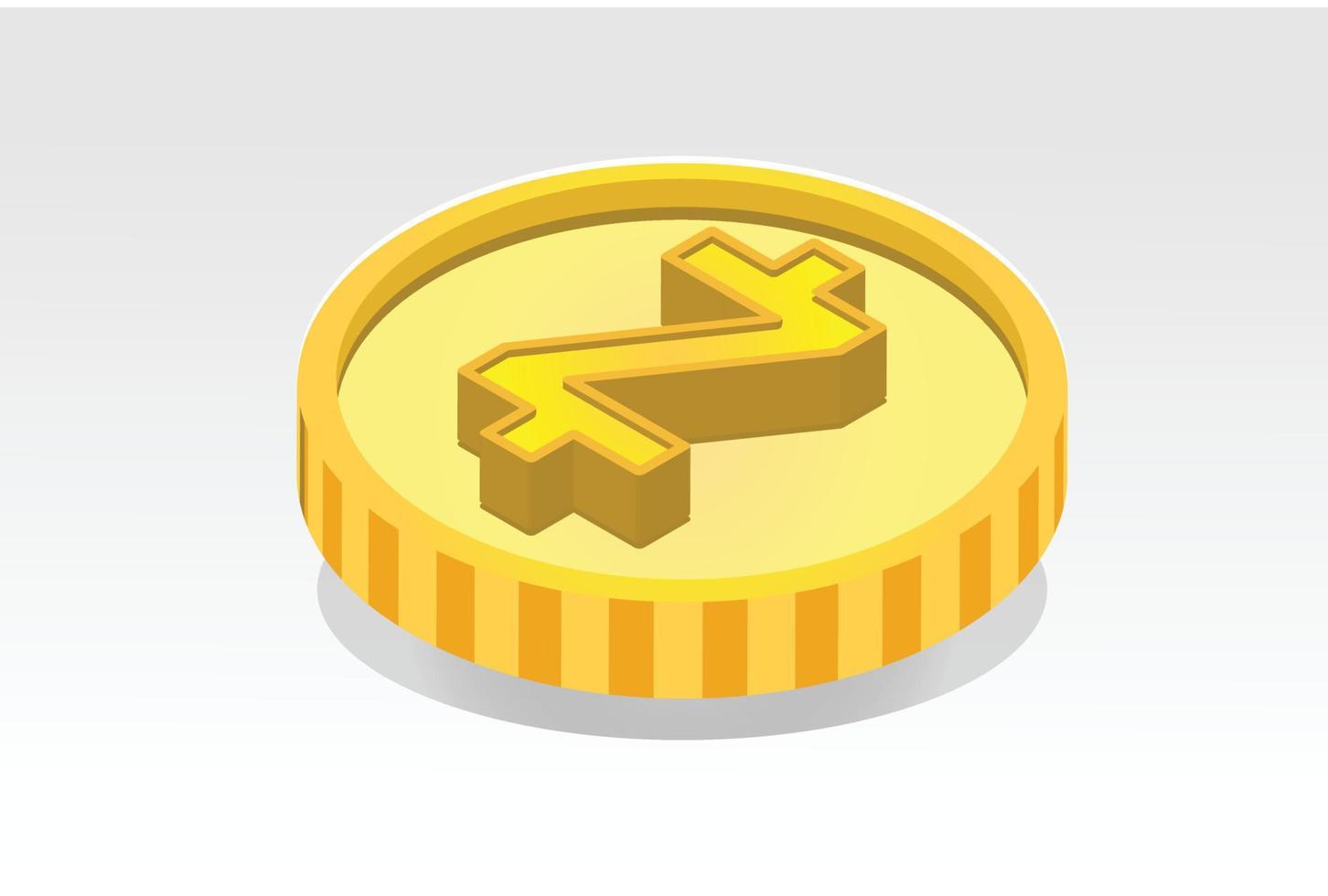 Isometric Modern High Detail  Gold Token Crypto Currency Coin Logo Illustration vector