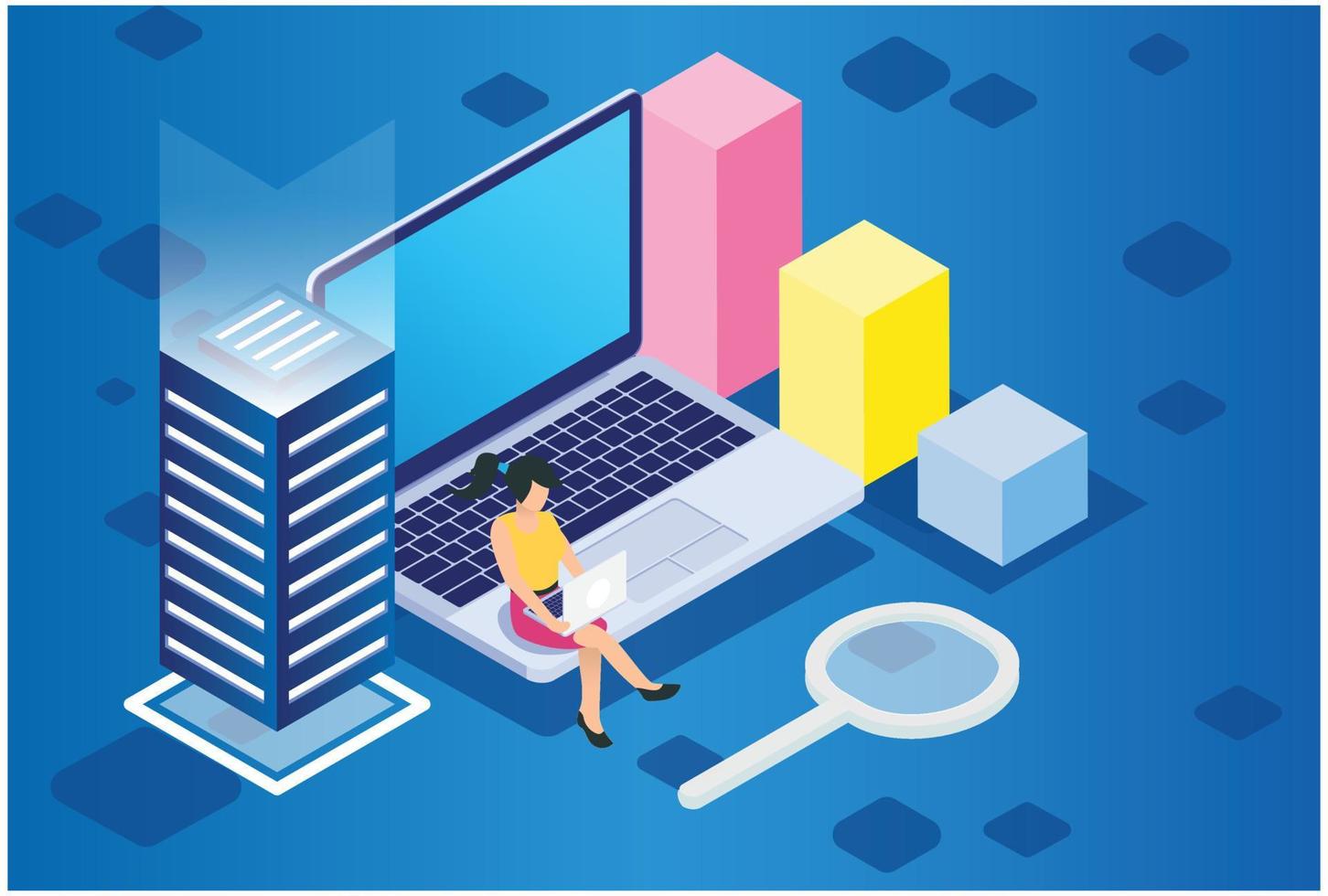 ilustración de tecnología de aprendizaje electrónico inteligente moderna e isométrica, adecuada para diagramas, infografías, ilustraciones de libros, activos de juegos y otros activos relacionados con gráficos en un fondo blanco aislado - vector