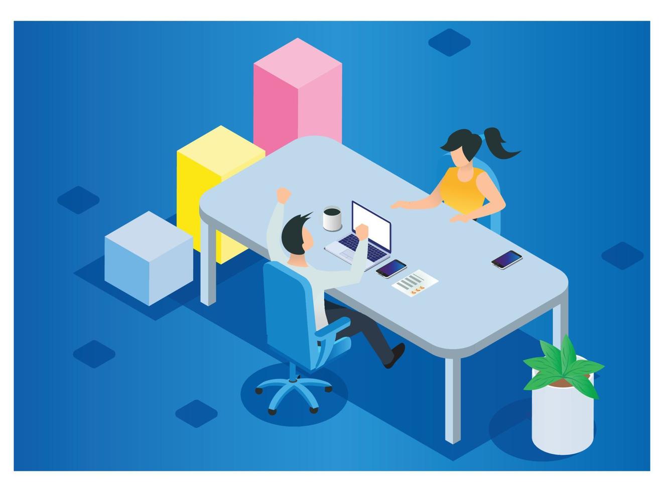 Modern Isometric Data Analysis Illustration, Web Banners, Suitable for Diagrams, Infographics, Book Illustration, Game Asset, And Other Graphic Related Assets vector