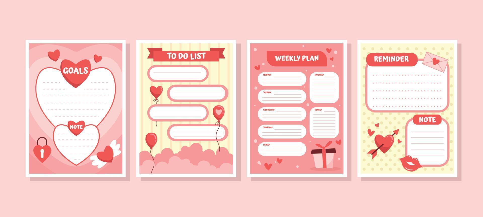 Valentines Journal Template vector