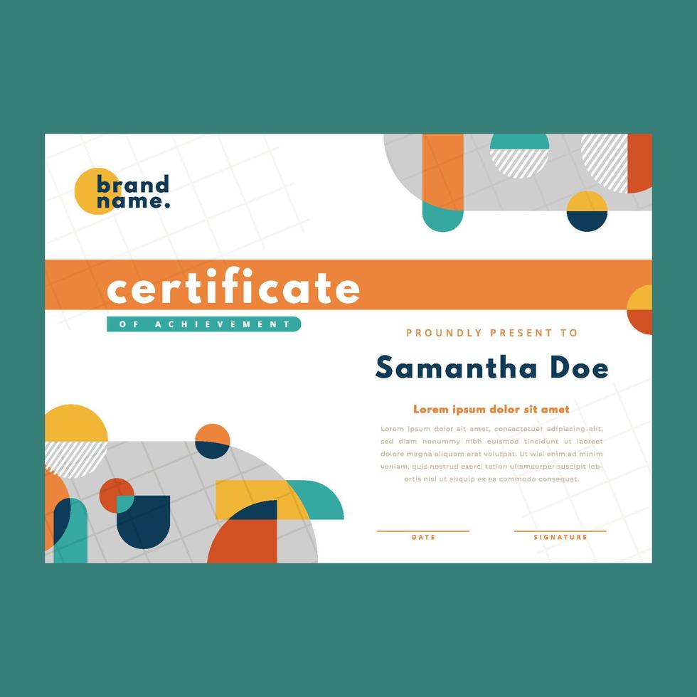 Modern Flat Geometric Certificate Template vector