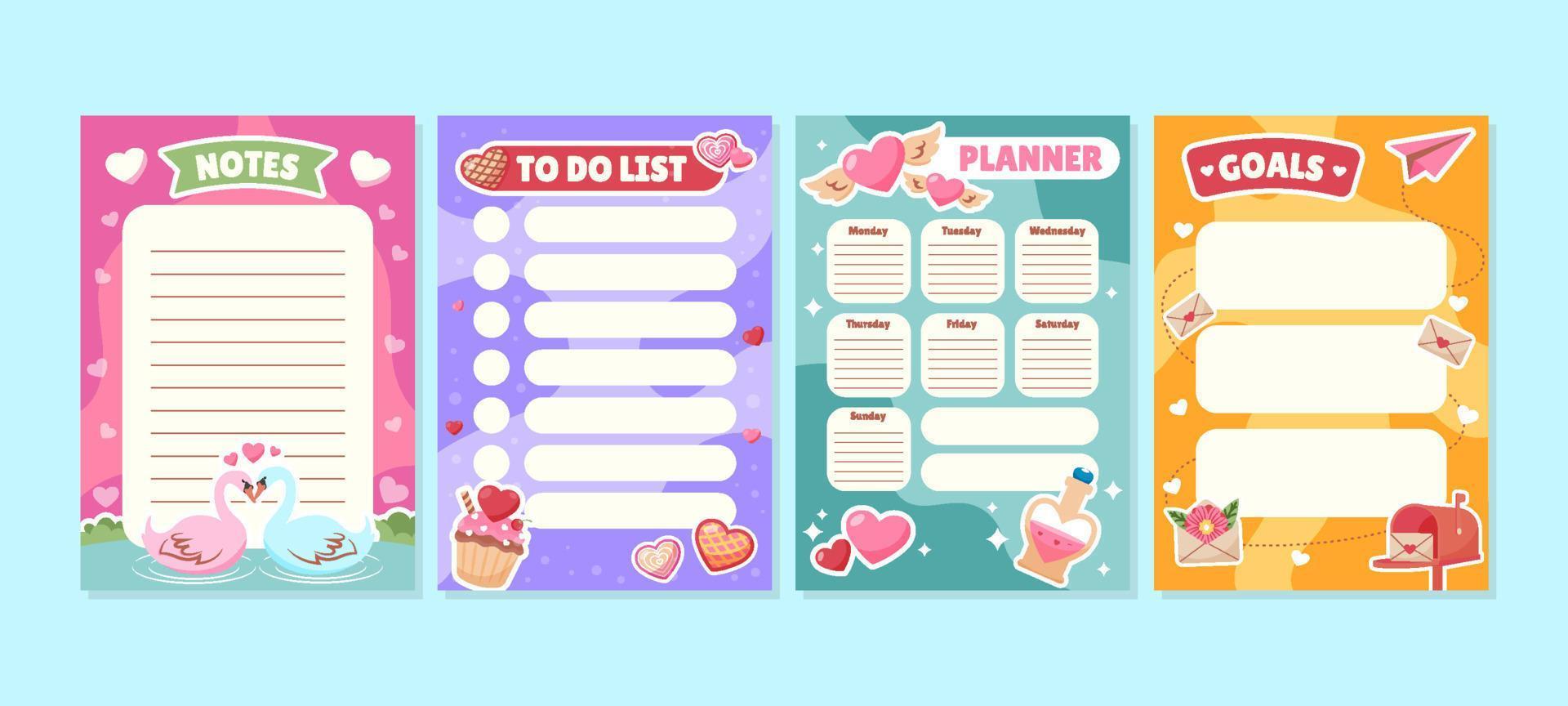 Flat Valentine Journal Template vector