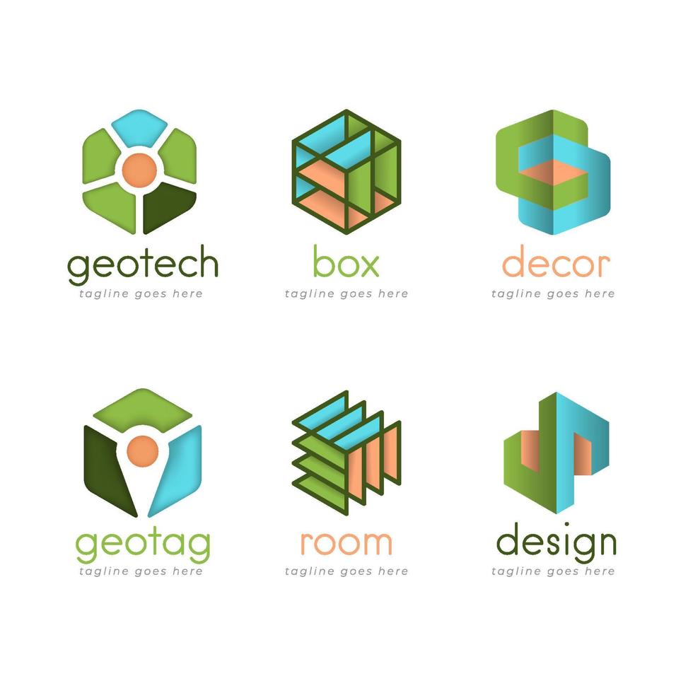 3D Geometric Logo Collection vector