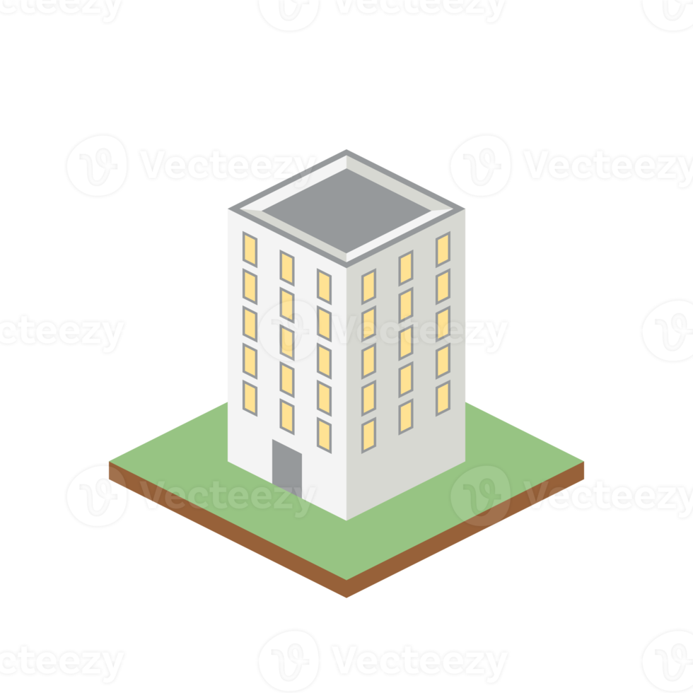 isometric multi-storey building 3d universal scenery collection set png