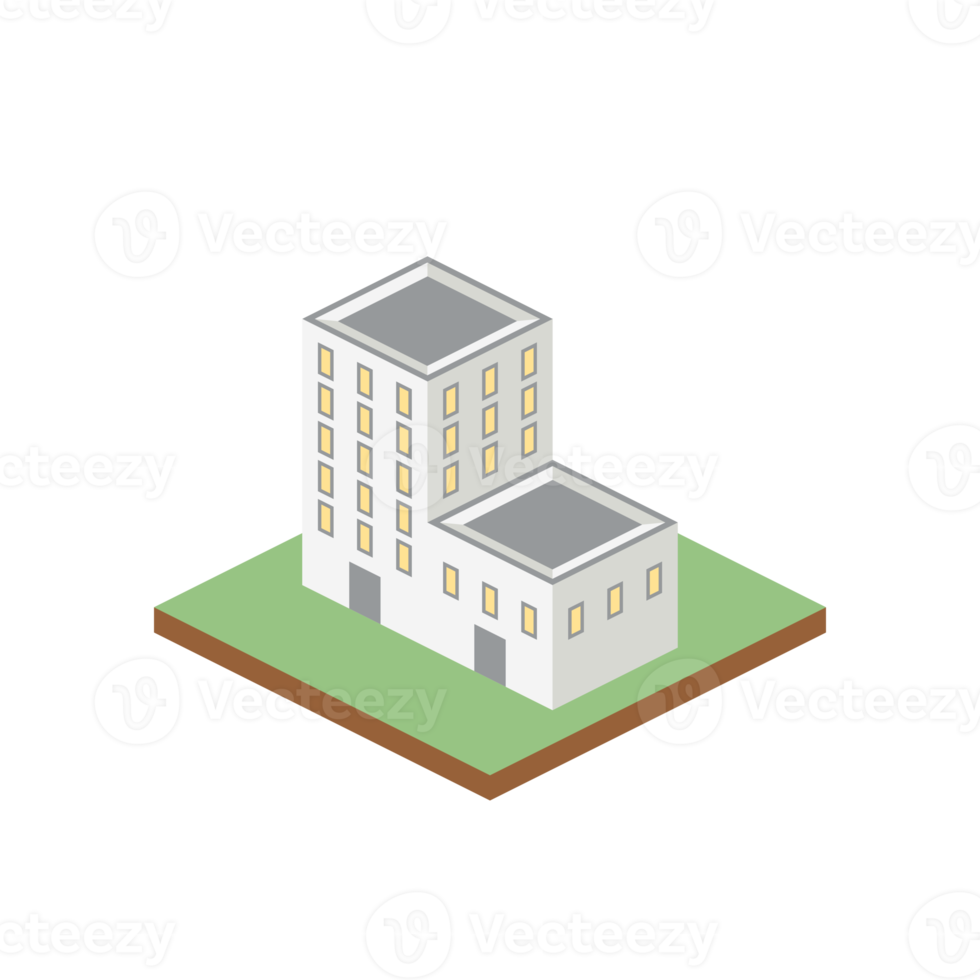 isometric adjoining high-rise building 3d universal scenery collection set png