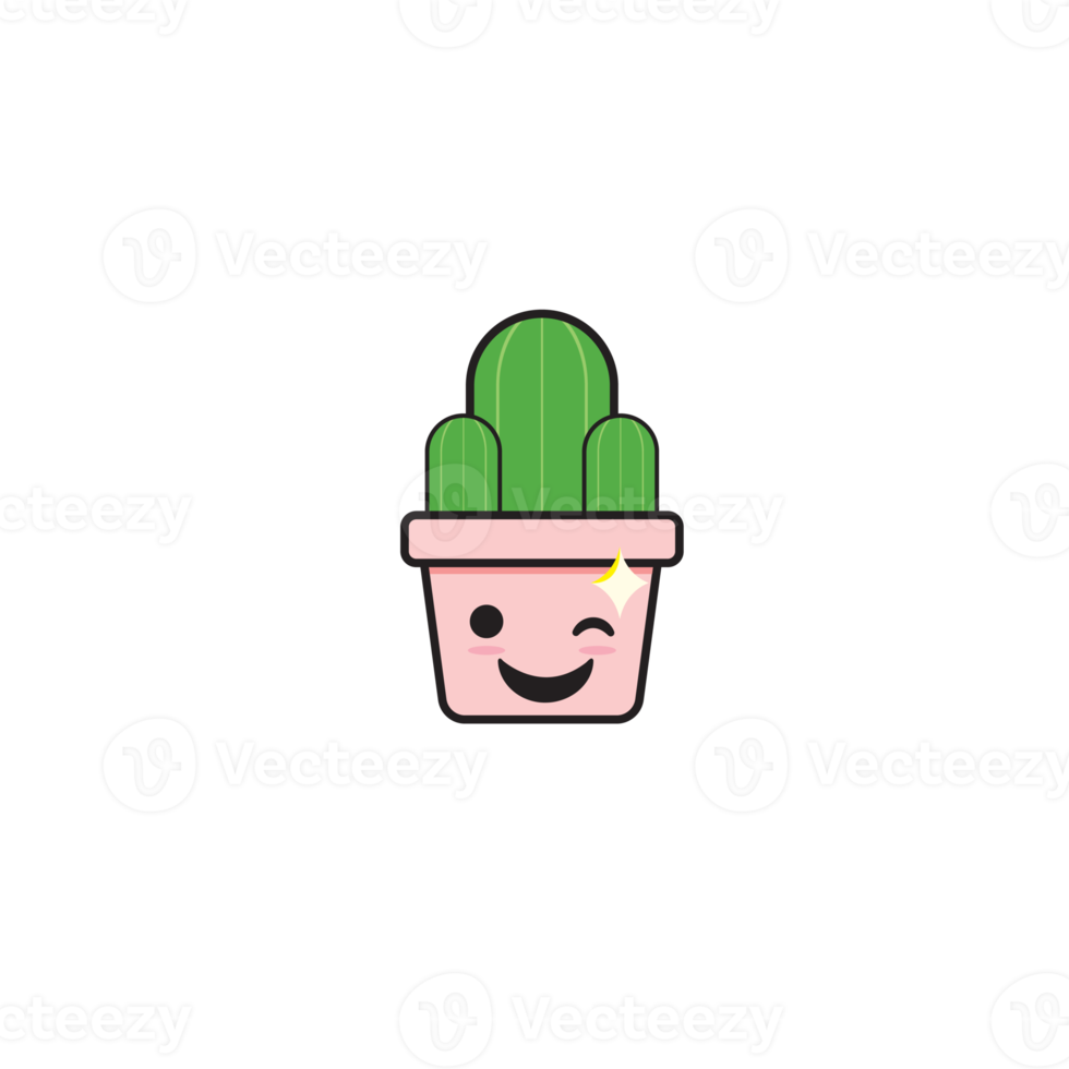 linda colección de planes de cactus de emoticonos estéticos png