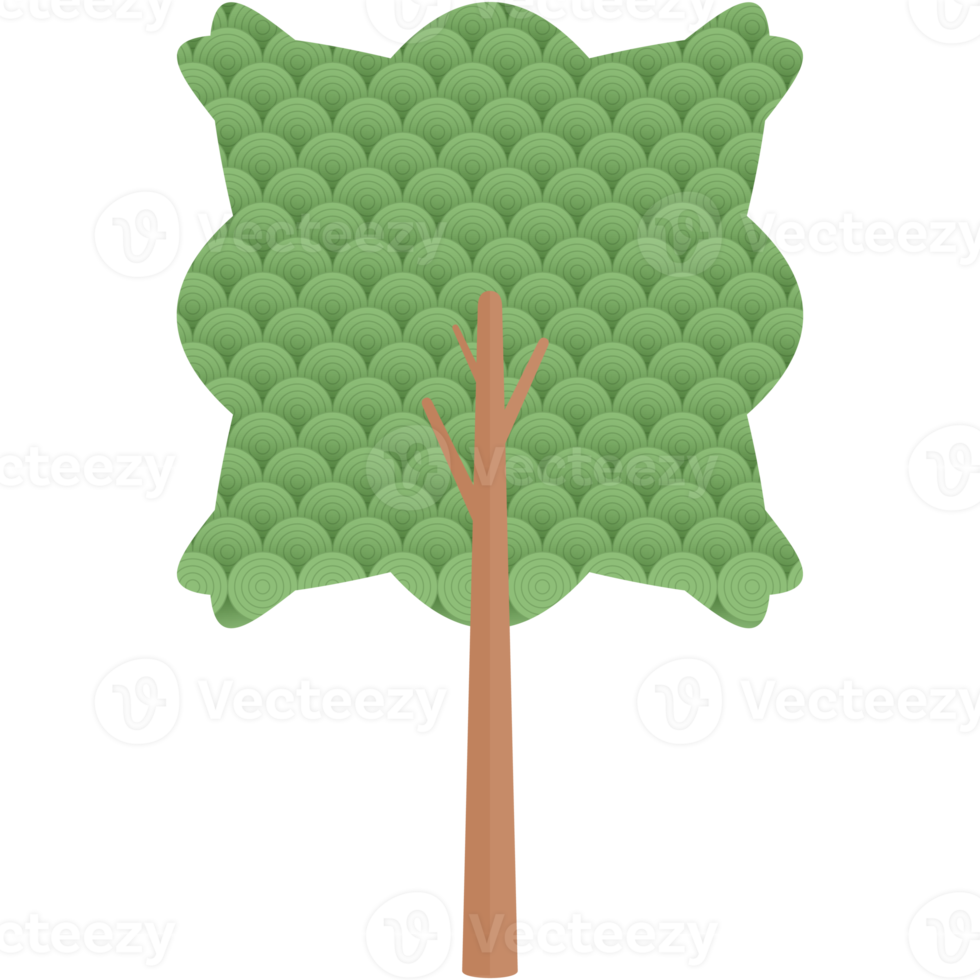 Flat Circle Themed Tree Nature Aesthetic Collection Set png