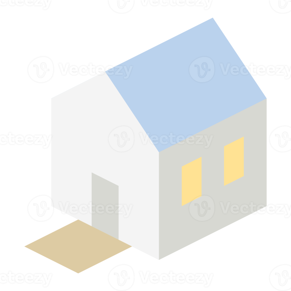 isometric modest house with dirt driveway 3d universal scenery collection set png