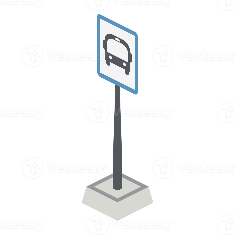 isometrisches verkehrszeichen bushaltezeichen 3d universeller landschaftssammlungssatz png