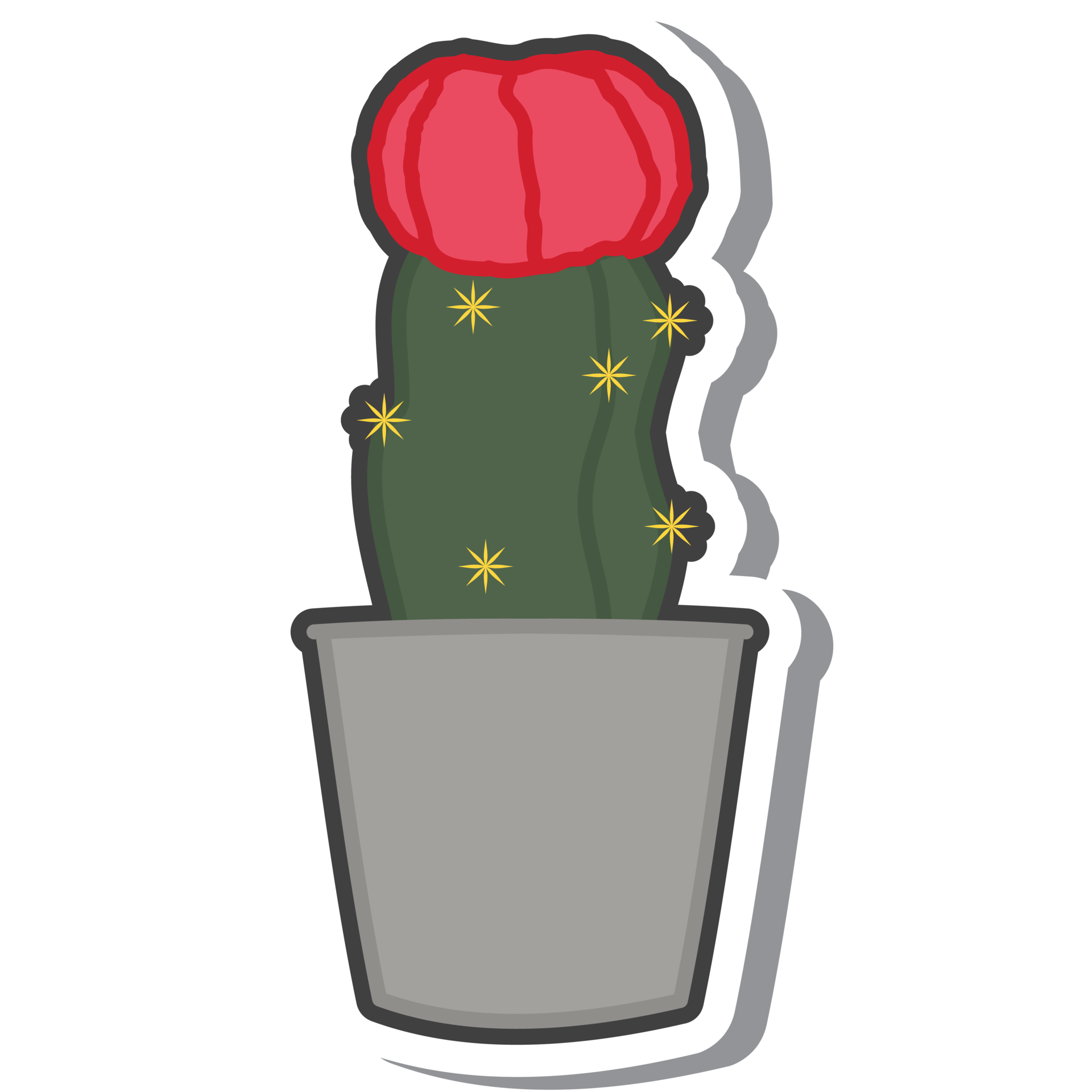 Free Aesthetic Cute Sticker Vintage Cactus Plants In Vase Bullet Journal Png With Transparent Background