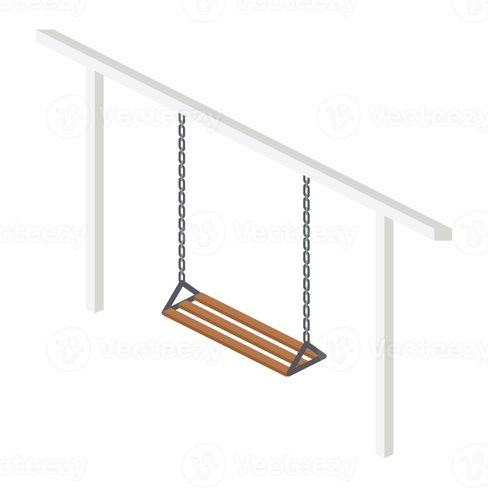 isometrische kinderen Speel schommel in de tuin 3d universeel landschap verzameling reeks png