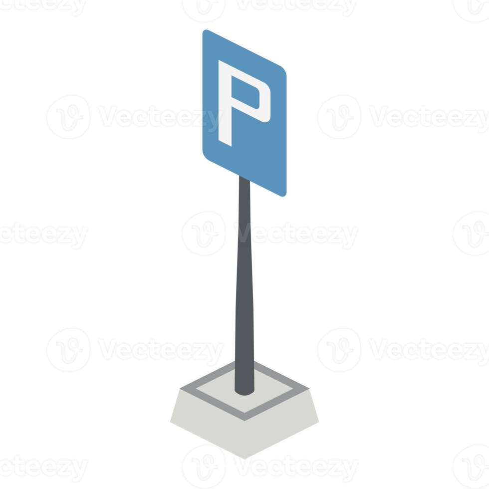 panneau de signalisation de parking isométrique ensemble de collection de paysages universels 3d png