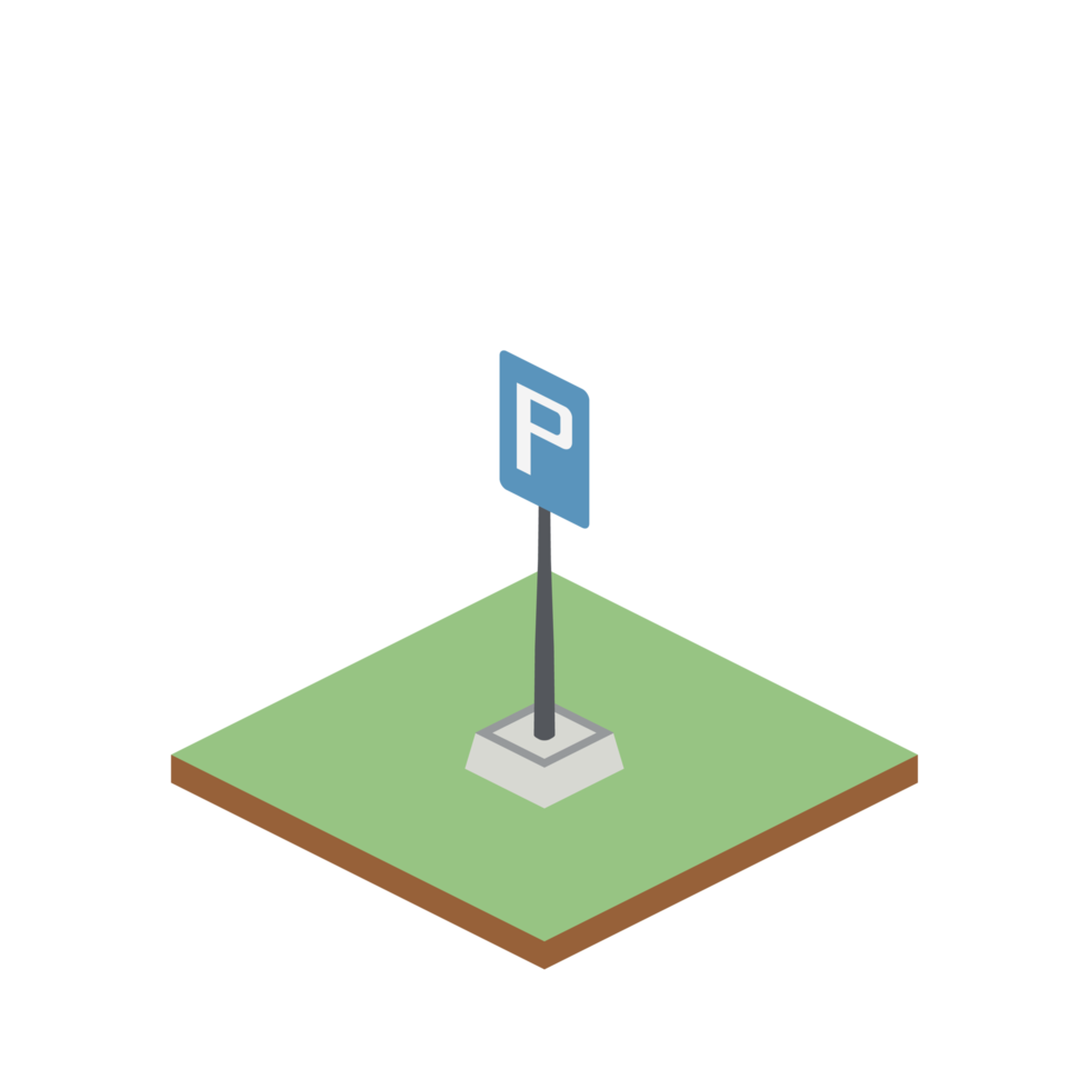 isometrisches parkplatzzeichen 3d universeller landschaftssammlungssatz png