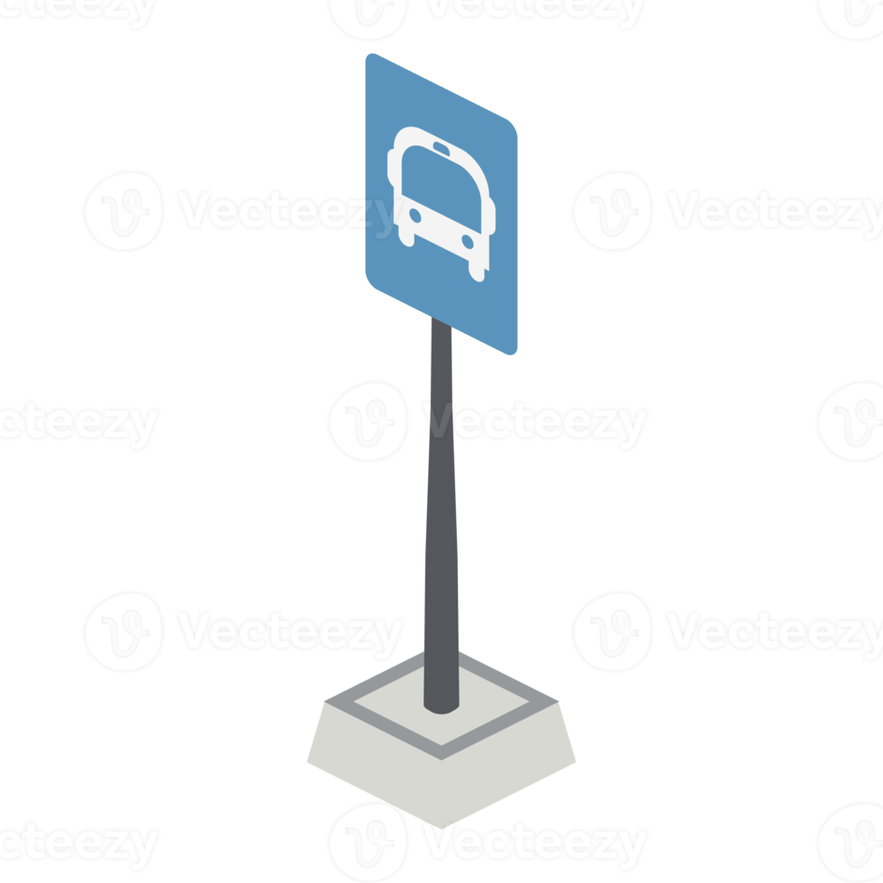 isometric bus stop traffic sign 3d universal scenery collection set png