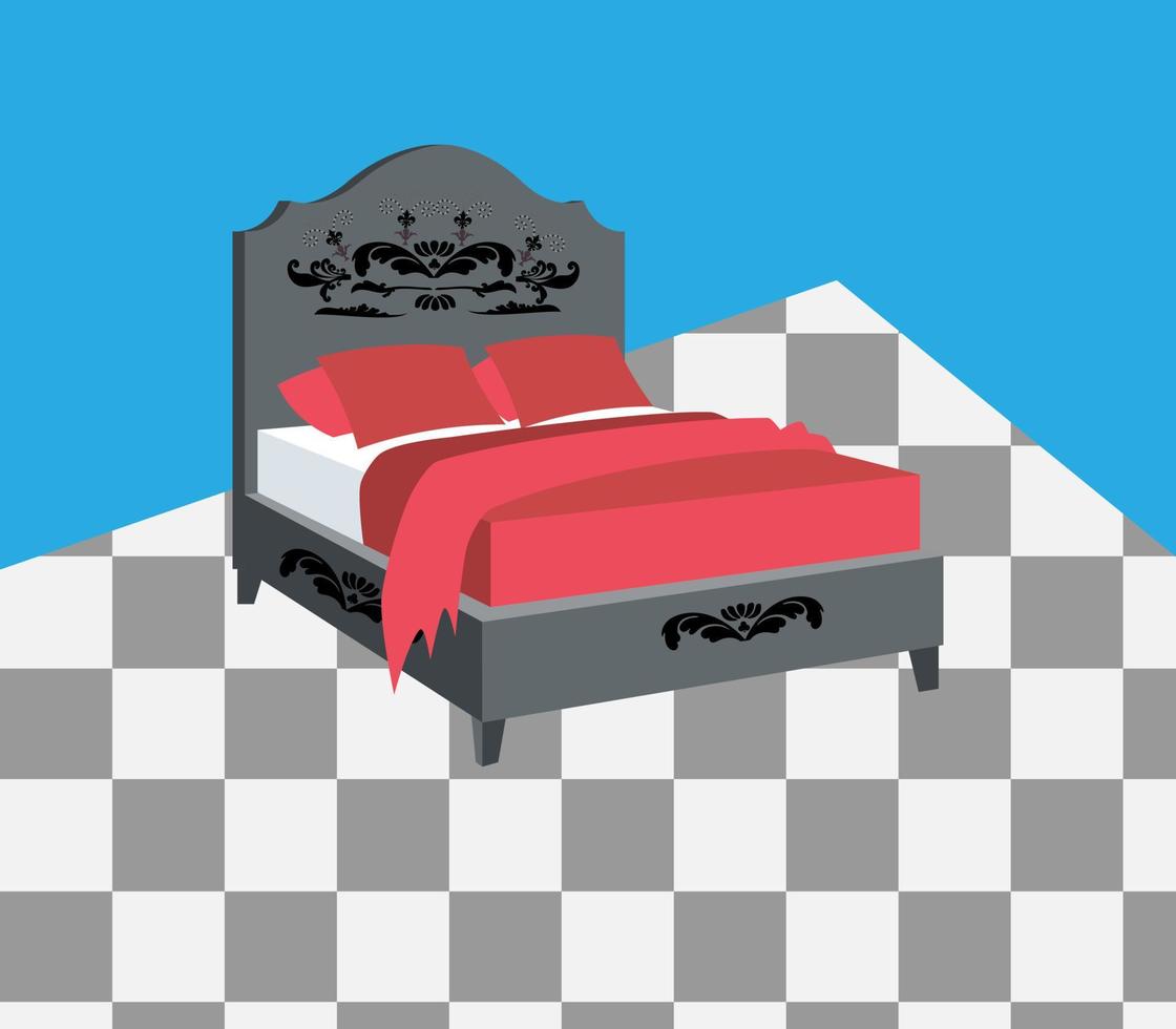 bed with pillows vector