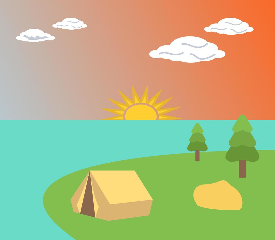 landscape with a house and trees vector