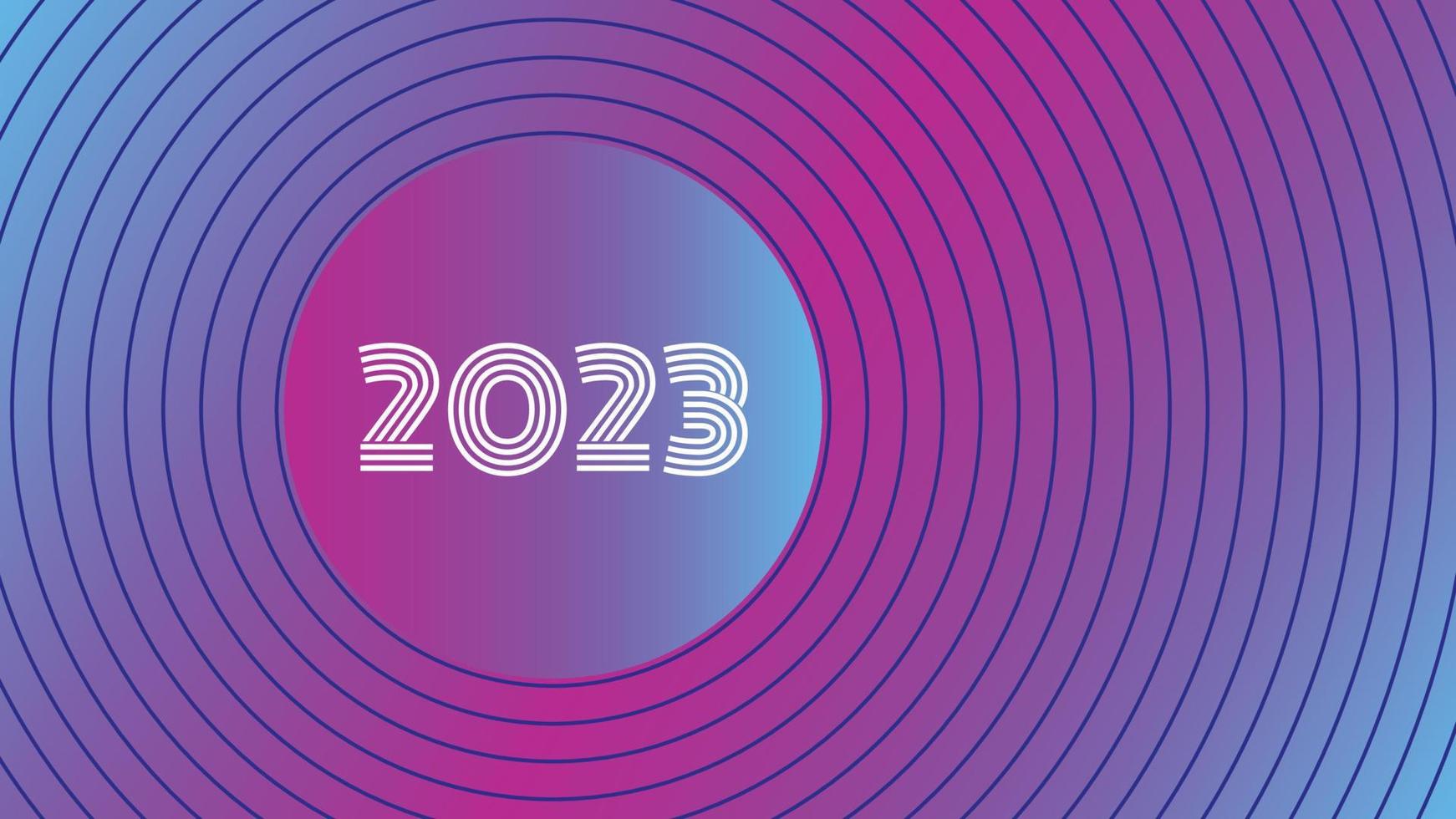 2023 Happy New Year banner. Vector illustration with colorful numbers 2023 with trendy gradient. New Year holiday symbol template on gray background.