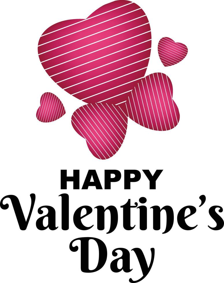 Stripe Effect Pink Heart Happy Valentine's Day Vector Template