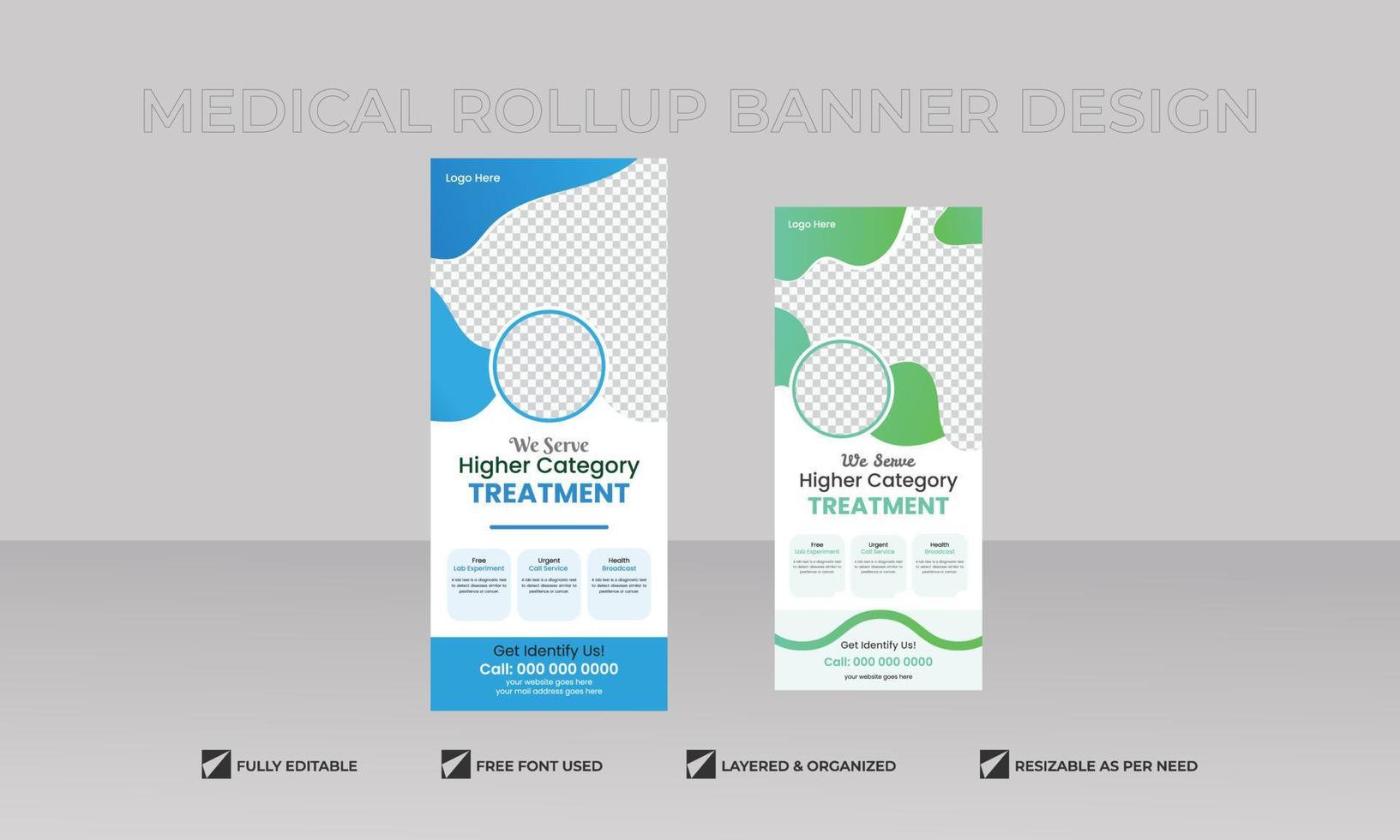 Medical rollup or X banner design template healthcare cover professional banner design layout vector