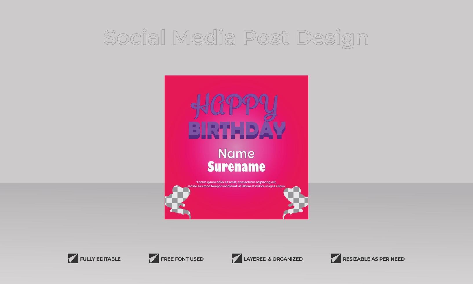 Modern creative personal happy birth day template design vector