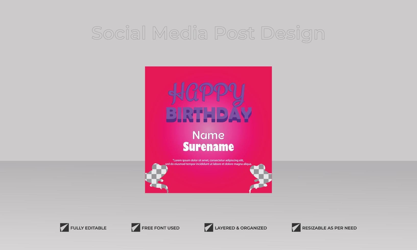 diseño de plantilla de feliz cumpleaños personal creativo moderno vector