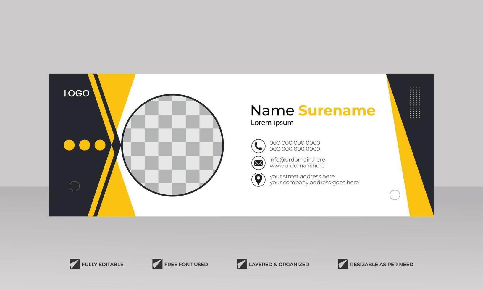 Corporate minimal email signature mail template or footer and personal Business cover design bundle vector