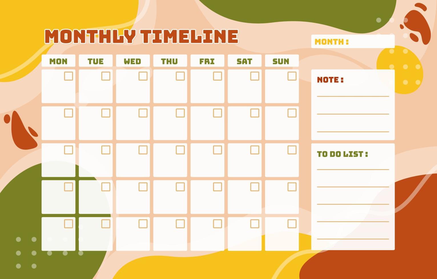 Monthly Timeline Calendar Concept vector