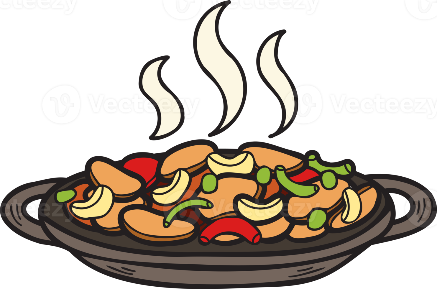 Hand Drawn stir fried vegetables Chinese and Japanese food illustration png